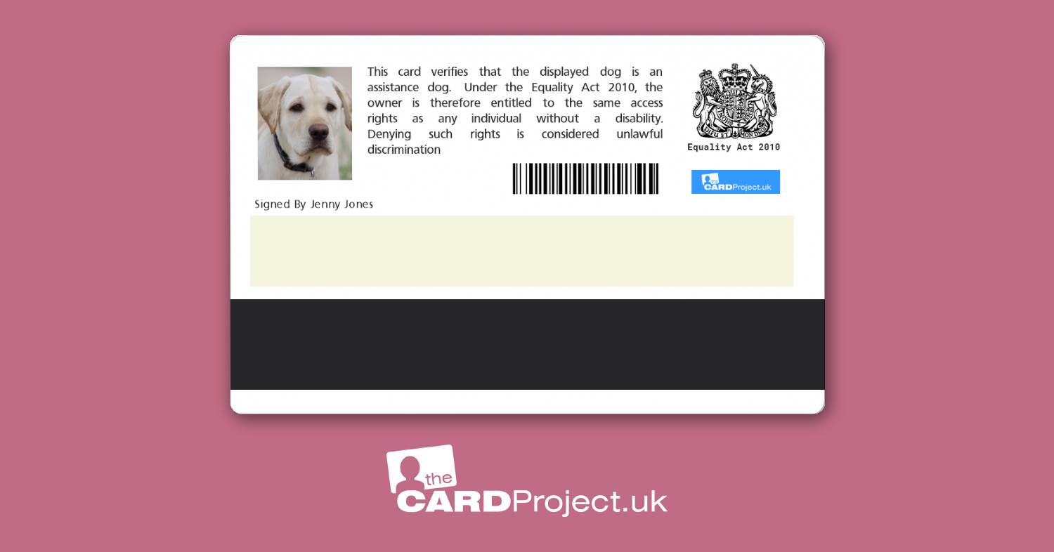 Assistance Dog Identification Card (REAR)